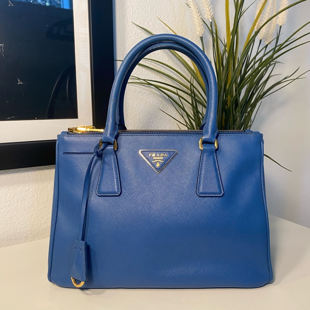 PRADA Galleria Small Saffiano Leather Tote In Blue